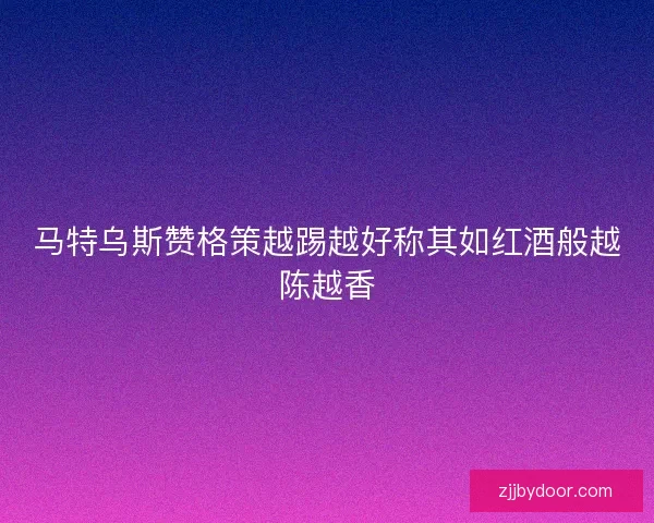 马特乌斯赞格策越踢越好称其如红酒般越陈越香