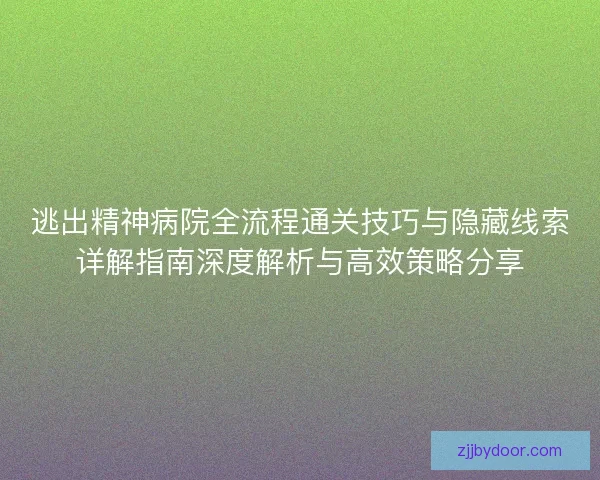 逃出精神病院全流程通关技巧与隐藏线索详解指南深度解析与高效策略分享